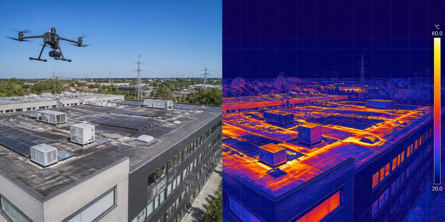 Drone-inspectie: RGB en thermisch beeld naast elkaar