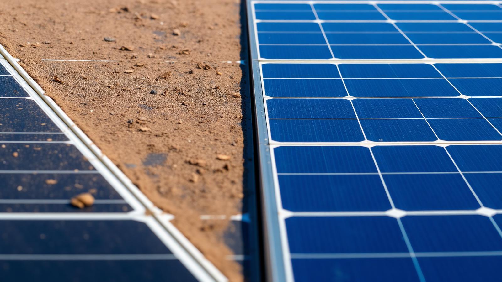 Zonnepanelen voor en na drone-reiniging