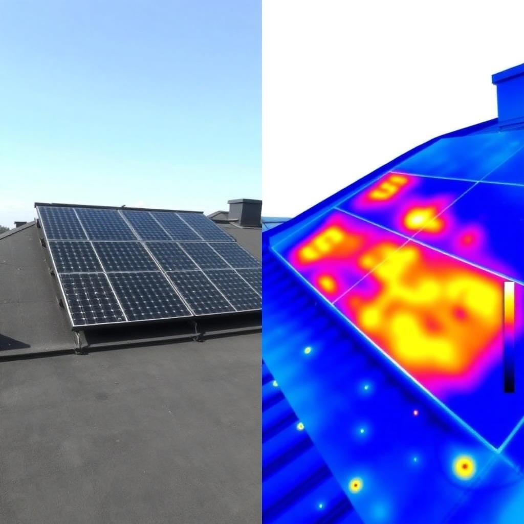 RGB en thermisch beeld van zonnepanelen met hotspots